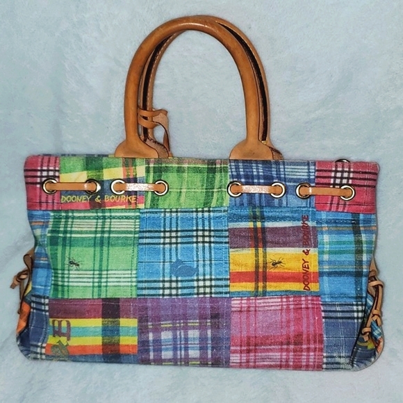 Dooney & Bourke Madras Plaid Picnic Ants Satchel - Picture 2 of 16